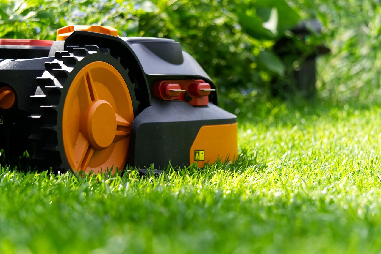 AI-powered drone watering garden plants.