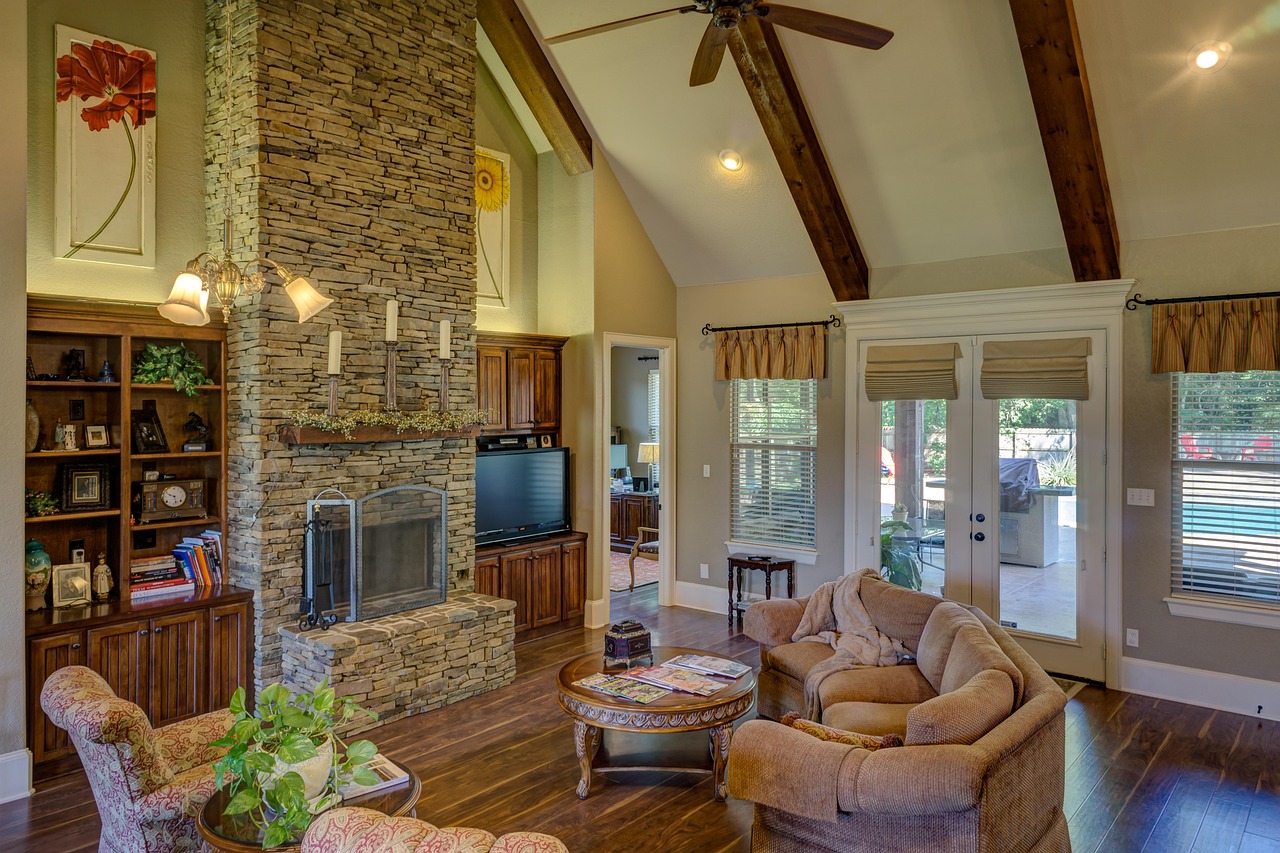 Modern kitchen hearth with rustic design elements.