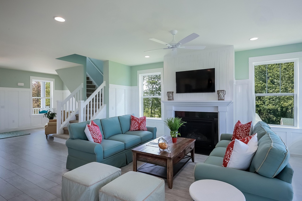Contemporary-styled room highlighting classic kitchen hearth.