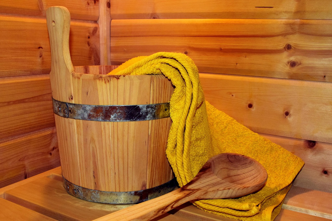 Modern outdoor sauna with panoramic glass view. Modern outdoor sauna with panoramic glass view.