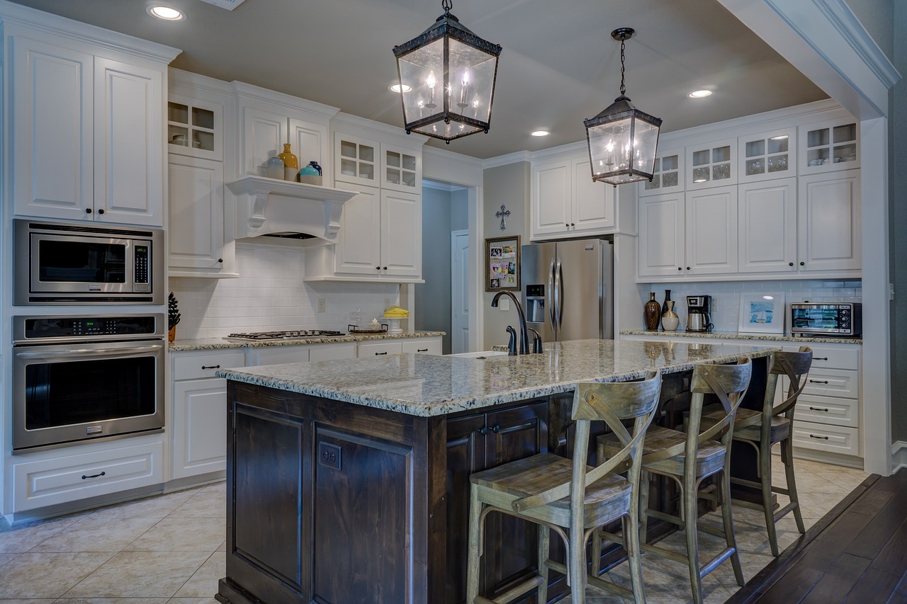 Modern kitchen with sleek acrylic glass artwork. Modern kitchen with sleek acrylic glass artwork.