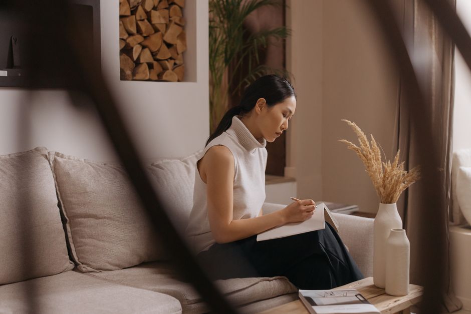 Japandi-style cozy corner with warm fall tones. Japandi-style cozy corner with warm fall tones.