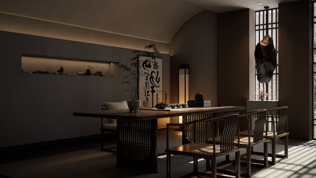 Minimalist Japandi living room with autumnal accents. Minimalist Japandi living room with autumnal accents.